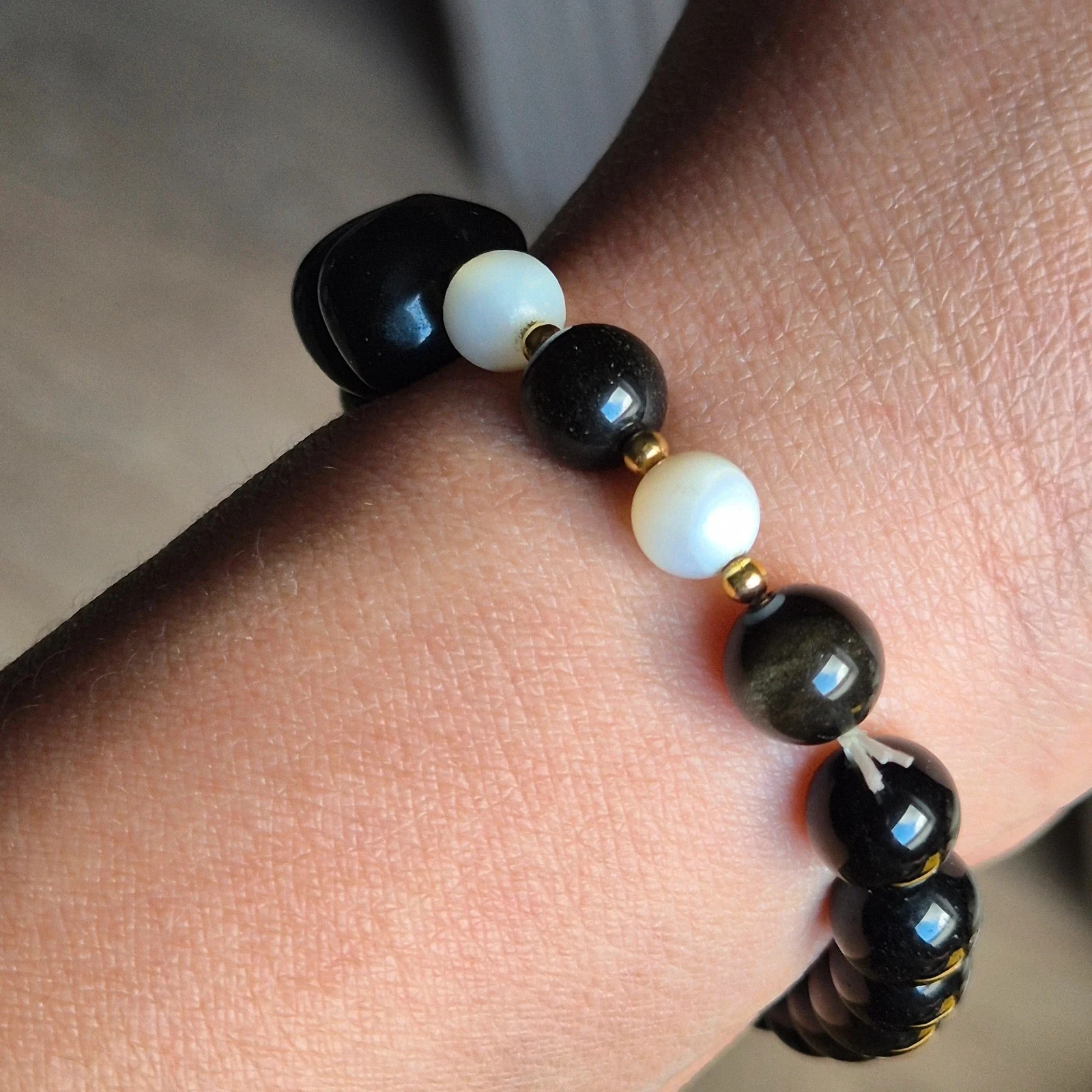 Natuurlijke gouden Obsidian hartvormige en kralenvormige armband – photo 11
